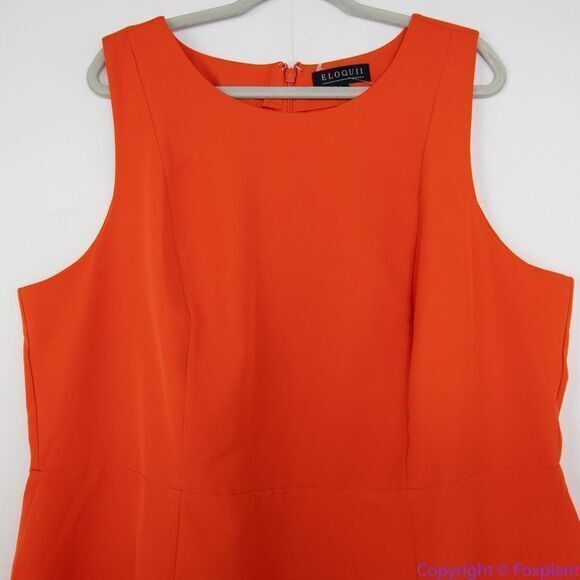 NEW Eloquii Orange Shift Sleeveless sheath Dress with‎ Asymmetric Wrap, 26 - Picture 4 of 16